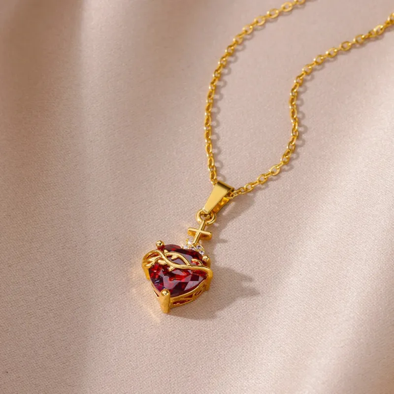 Sacred Heart Cross Necklace - Image 3