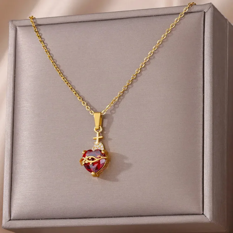 Sacred Heart Cross Necklace - Image 2
