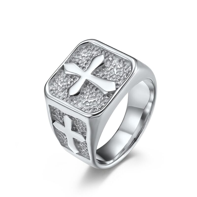 Signet Ring with Raised Cross - Image 4