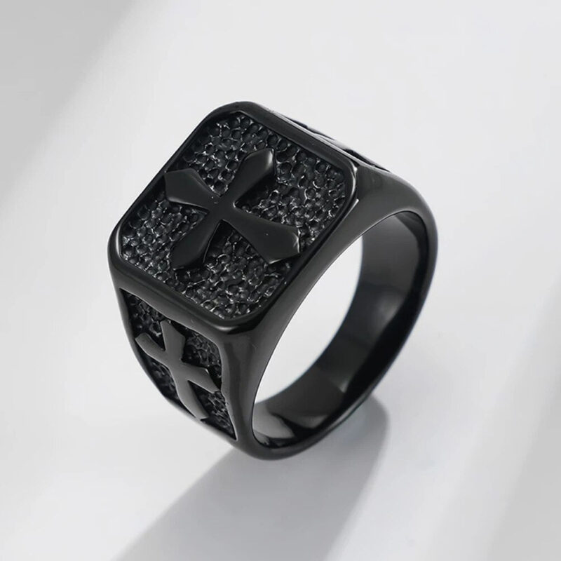 Signet Ring with Raised Cross - Image 2