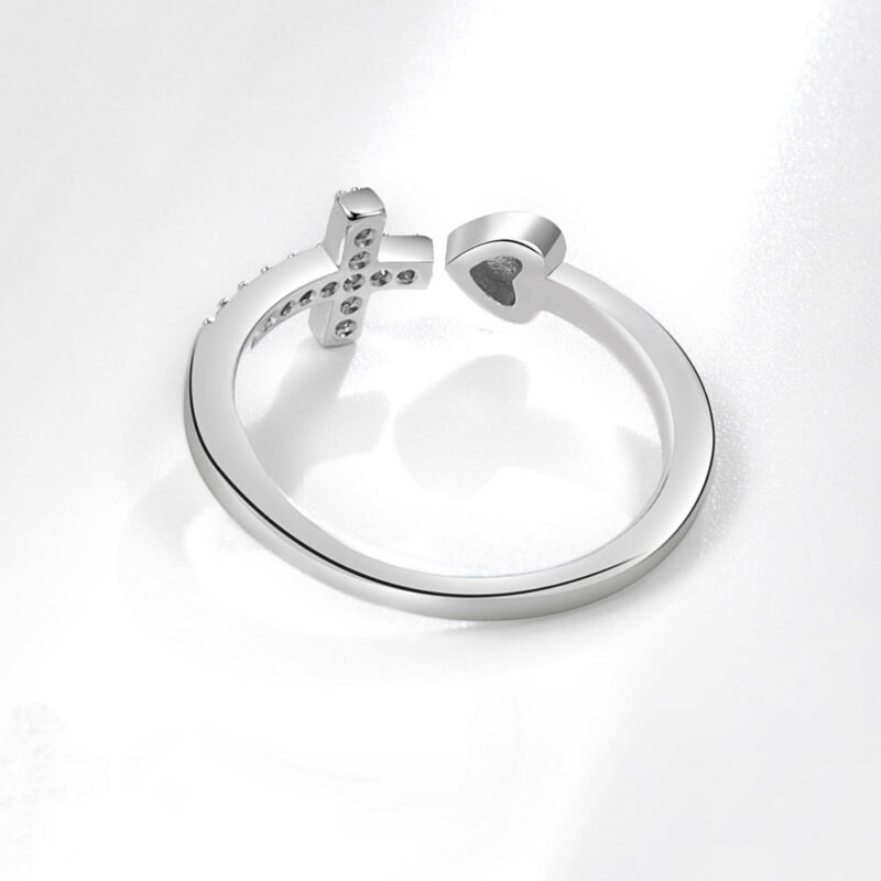 Silver Cross and Heart Ring - Image 4