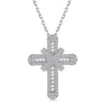 Silver Cross Necklace with Sparkling Stones