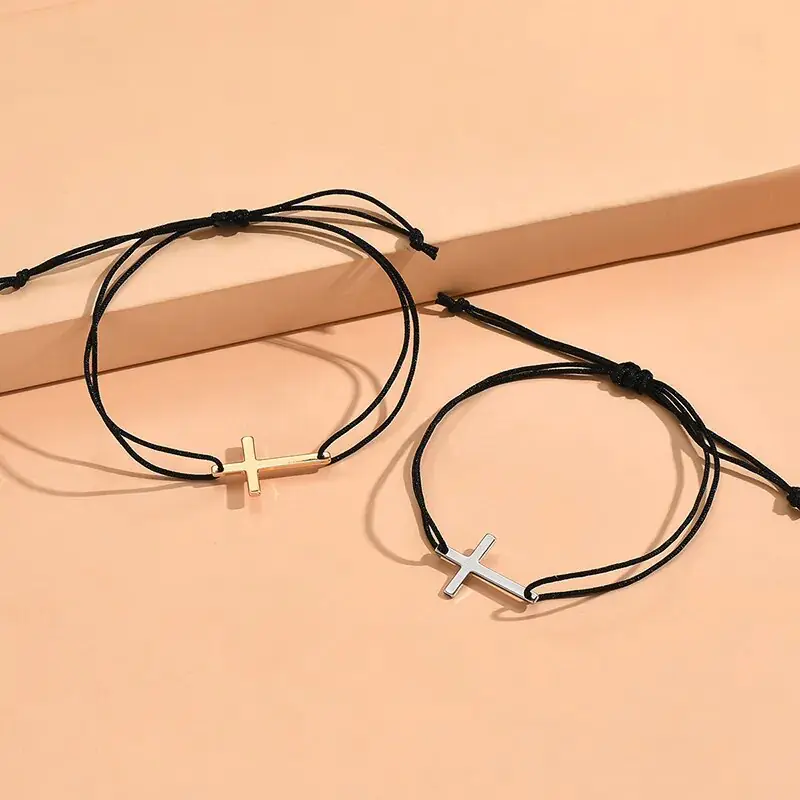 Simple Cross Bracelet with Cord - Image 5