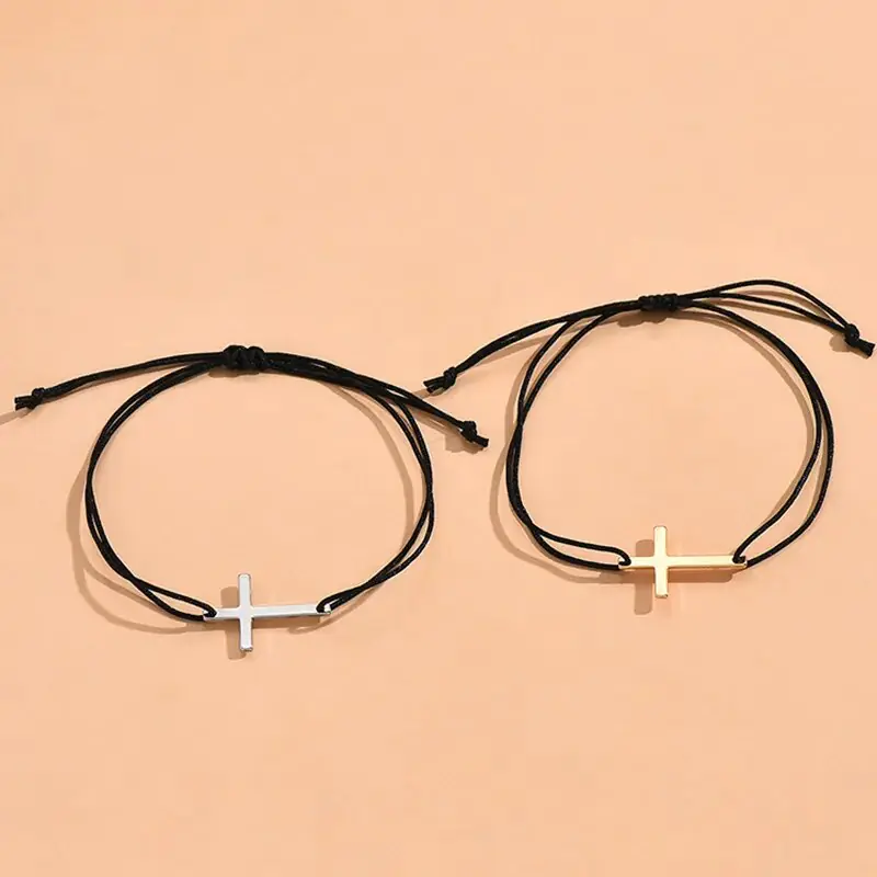 Simple Cross Bracelet with Cord - Image 4