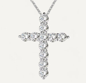 Simple Cross Pendant Necklace with Crystals