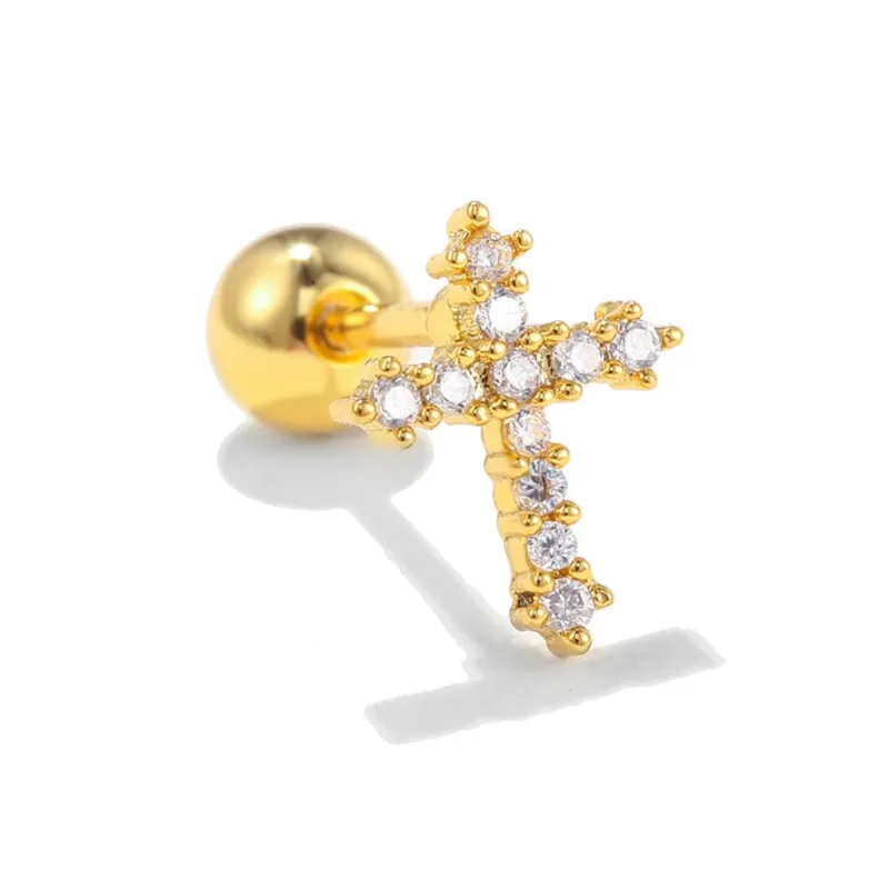 Simple Cross Piercing with Shiny Stones - Image 8