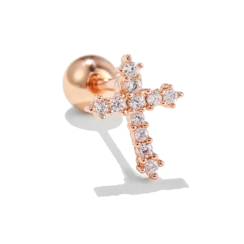 Simple Cross Piercing with Shiny Stones - Image 9