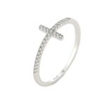 Simple Cross Ring Sparkling Crystals