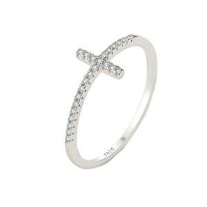Simple Cross Ring Sparkling Crystals