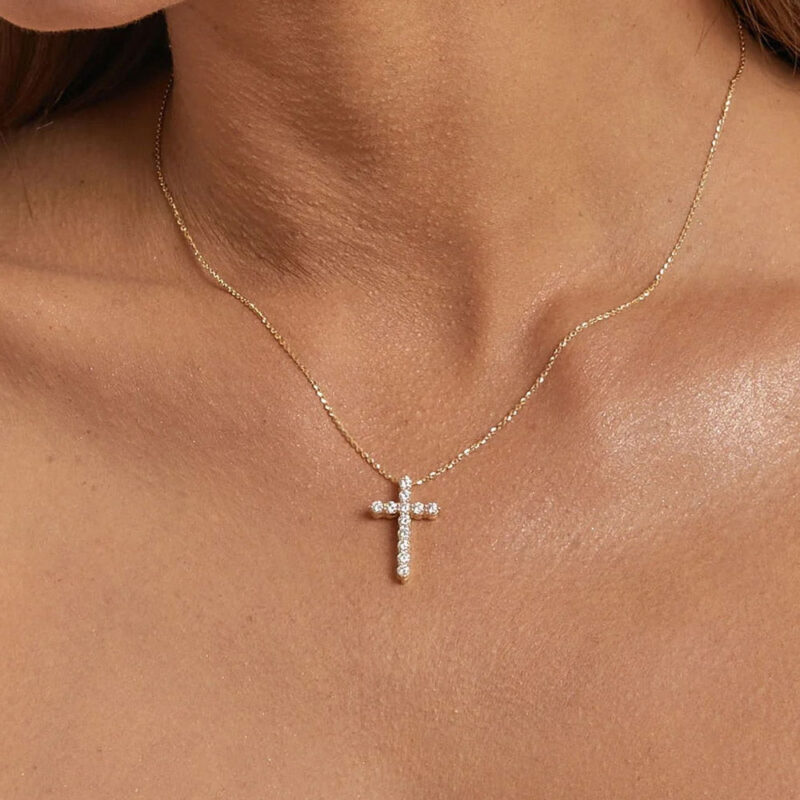 Simple Crystal Cross Necklace - Image 2