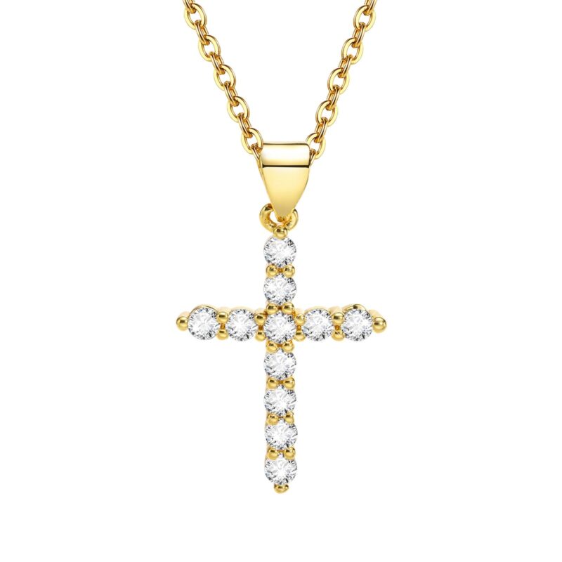 Simple Crystal Cross Necklace