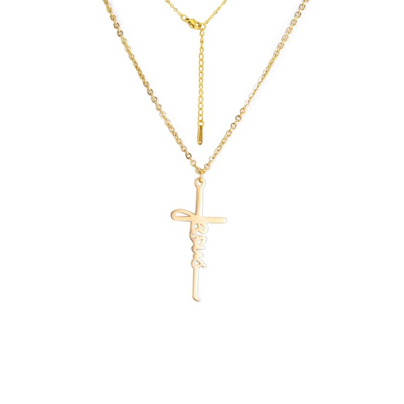 Simple Jesus Inscription Cross Necklace - Image 2
