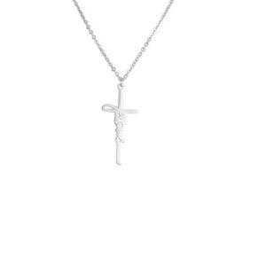Simple Jesus Inscription Cross Necklace