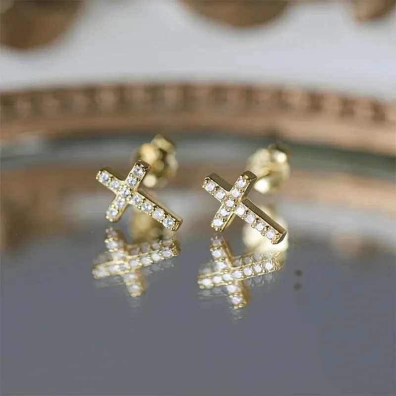 Sparkling Classic Cross Earrings - Image 5
