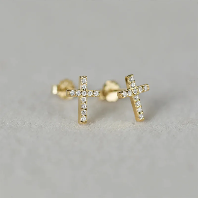Sparkling Classic Cross Earrings - Image 3