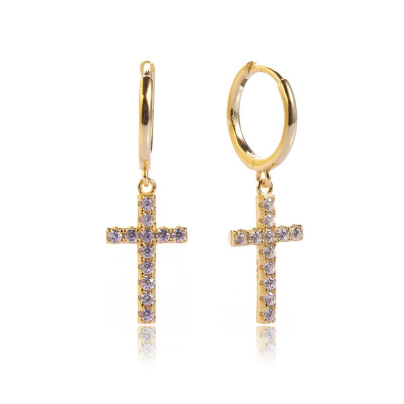 Sparkling Cross Drop Earrings - Image 2