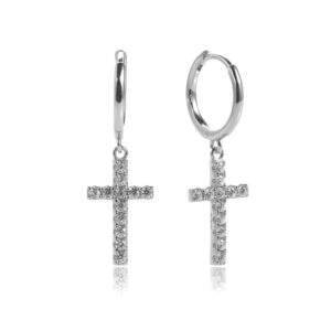 Sparkling Cross Drop Earrings