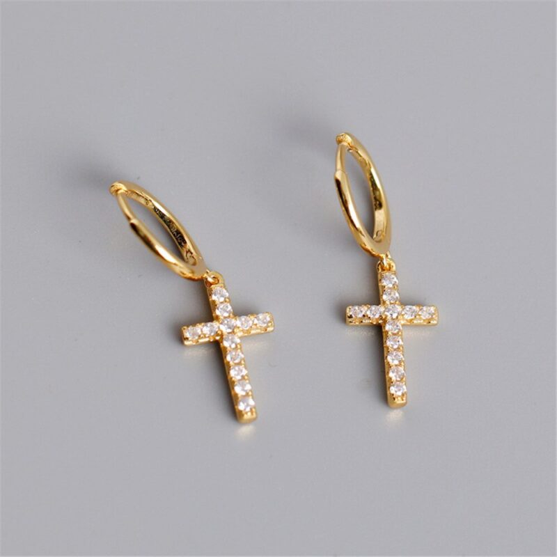 Sparkling Cross Drop Earrings - Image 5