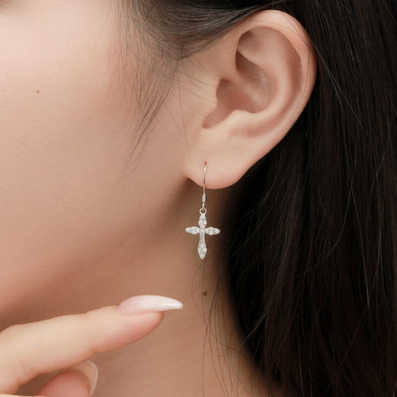 Sparkling Cross Earrings - Image 3