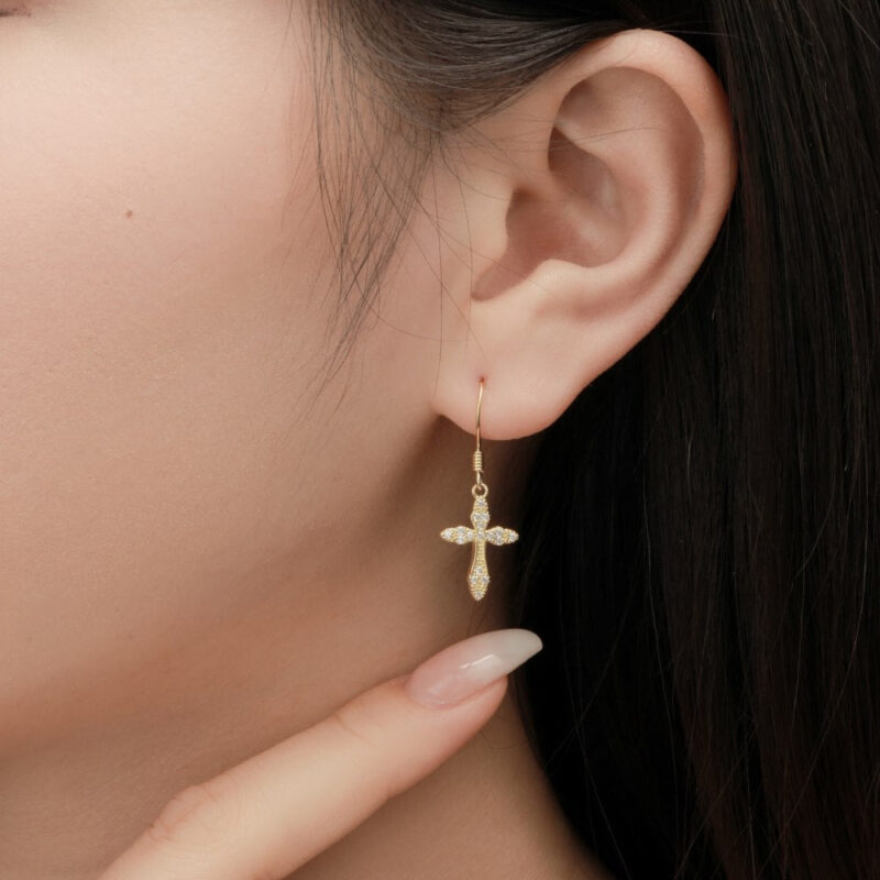 Sparkling Cross Earrings - Image 2