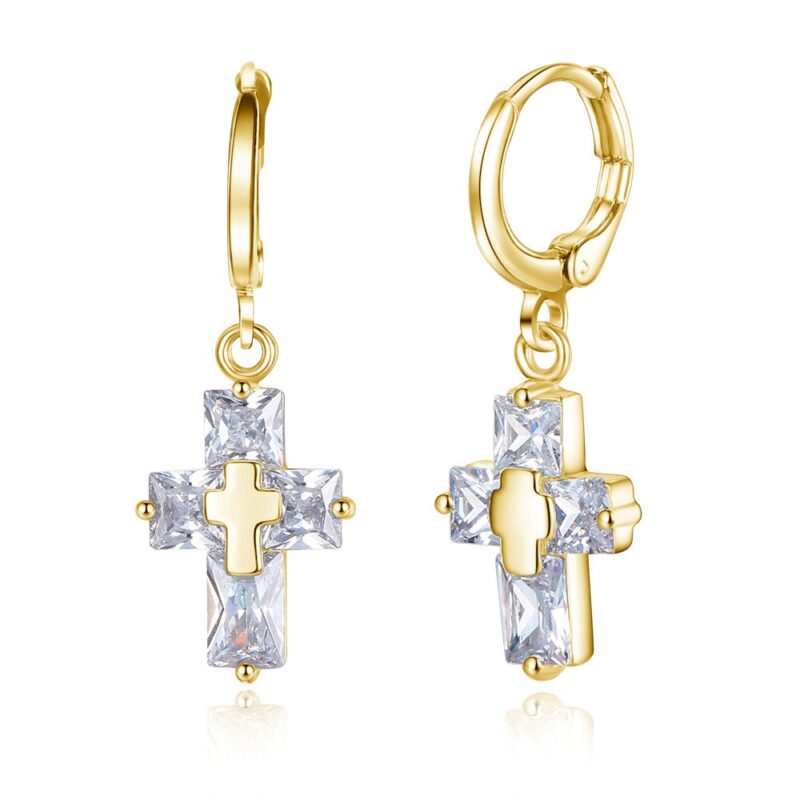 Sparkling Cross Stud Earrings