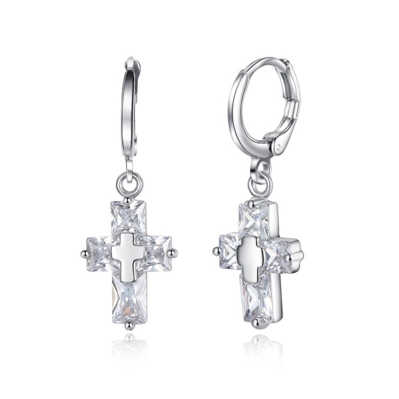 Sparkling Cross Stud Earrings - Image 2