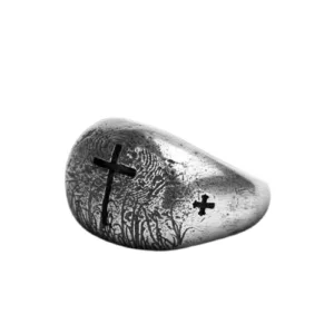 Vintage Style Cross Ring in Steel