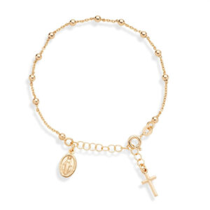 Virgin Mary Bracelet with Hanging Cross