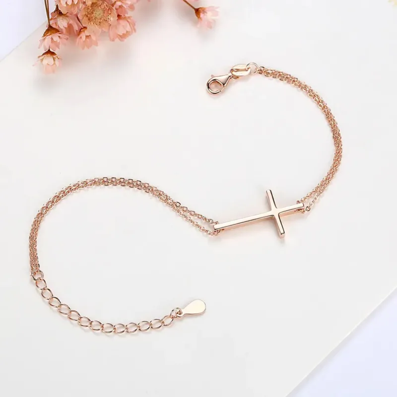 Women's Cross Bracelet Double Chain Style - Image 3