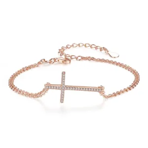 Women's Cross Bracelet Double Chain Style