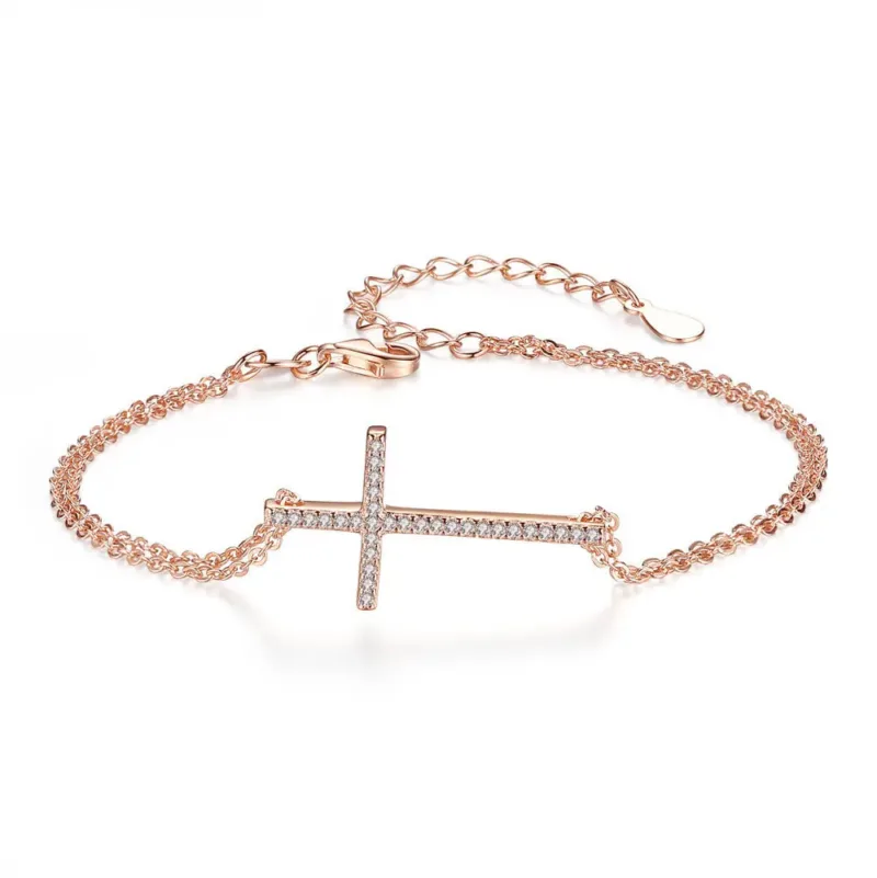 Women's Cross Bracelet Double Chain Style