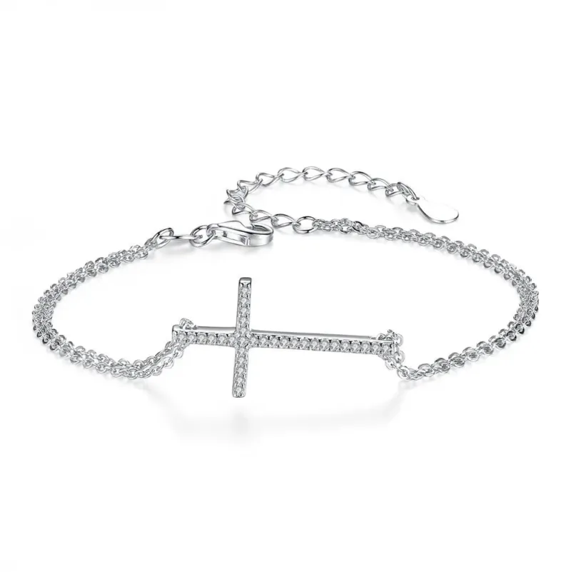 Women's Cross Bracelet Double Chain Style - Image 4